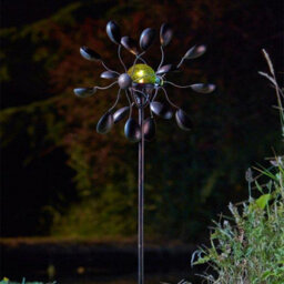 Gemini Garden Wind Spinner With Solar Powered Crackle Globe - Outdoor Garden Decoration With Multicoloured Led Light - H130Cm - thumbnail 4