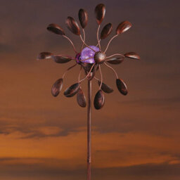 Gemini Garden Wind Spinner With Solar Powered Crackle Globe - Outdoor Garden Decoration With Multicoloured Led Light - H130Cm - thumbnail 7