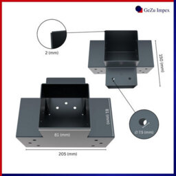 Gezu Impex Heavy Duty Anthracite Grey Post Connector X Shape - Pergola 4 Way Corner Connector - 81 X 81 mm (Pack Of 4) - thumbnail 2