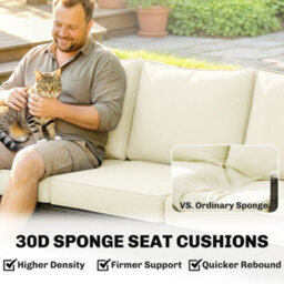Outsunny 3 Seater Rattan Garden Sofa With Cushioned Wide Seats, Brown - thumbnail 5