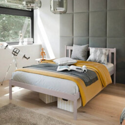 Arte King Wooden Bed Eu Double 140X200Cm In Cashmere - Soft Neutral, Elegant Grain - thumbnail 1