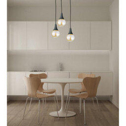 Luminosa Lighting Luminosa Lacrima Cluster Pendant Ceiling Light Black Amber Glass Shade 3X E27 - thumbnail 3