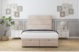 "Sloomy Texas Sand Naples Ottoman Bed Base With 54"" Floor Standing Headboard 2'6 Small Single" - thumbnail 1