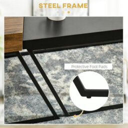 Homcom Coffee Table Set Of 2, Coffee Tables With Steel Frame For Living Room - thumbnail 6