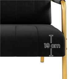 Upholstered Sofa Couch With Gold-Tone Metal Arms And Legs Small Loveseat Black - thumbnail 4
