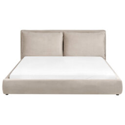 Beliani Bed Velvet Bajonna 180 X 200 Cm (Eu Super King) Taupe - thumbnail 5