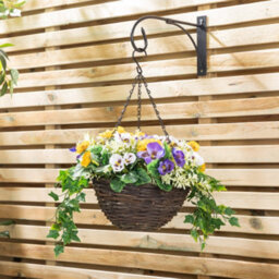 Christow Artificial Pansy Wicker Hanging Basket Uv Resistant Foliage White, Purple,yellow 25Cm - thumbnail 2