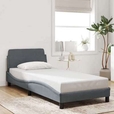 Berkfield Bed Frame Without Mattress Dark Grey 90X190 Cm Single Velvet - image 1