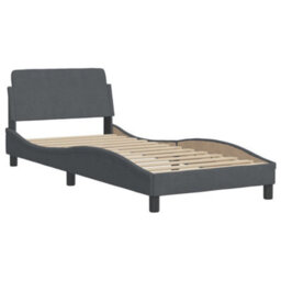 Berkfield Bed Frame Without Mattress Dark Grey 90X190 Cm Single Velvet - thumbnail 3