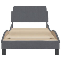 Berkfield Bed Frame Without Mattress Dark Grey 90X190 Cm Single Velvet - thumbnail 4