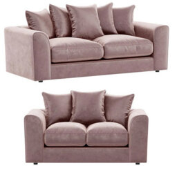 Furnishings For Less UK Brooklyn Plush Velvet Fibre Fabric Sofa Set 3 And 2 Seater Sofa Pink