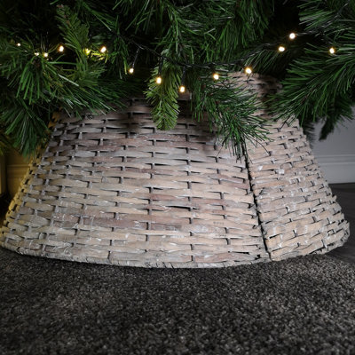 Samuel Alexander 28Or70Cm Everlands Kd Willow Christmas Tree Skirt Wicker Rattan   Large Grey Wash - image 1