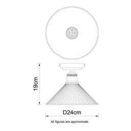 Cosylyte Bowley Bathroom Classic Ribbed Glass Ceiling Flush Light - Matt Black - thumbnail 8