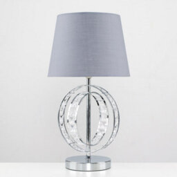 Valuelights Rothwell Pair Of Chrome Acrylic Jewel Double Hoop Table Lamps With Grey Light Shades - thumbnail 4