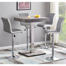 Furniture In Fashion Topaz Concrete Effect Bar Table With 4 Ritz Grey White Stools - thumbnail 1