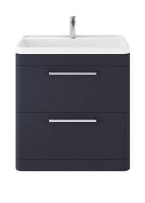 Hudson Reed Solar Floor Standing 2 Drawer Vanity Unit & Polymarble Basin, Indigo Blue Matt, 800 X 840 X 450mm - image 1