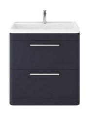 Hudson Reed Solar Floor Standing 2 Drawer Vanity Unit & Polymarble Basin, Indigo Blue Matt, 800 X 840 X 450mm - thumbnail 1