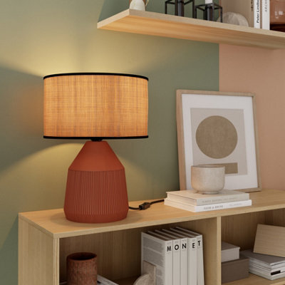 GoodHome Longclaw Round Matt Natural Table Lamp - image 1