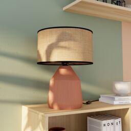 GoodHome Longclaw Round Matt Natural Table Lamp - thumbnail 6