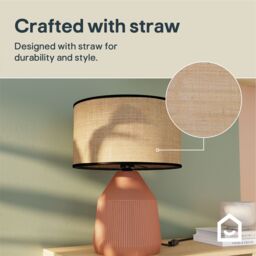 GoodHome Longclaw Round Matt Natural Table Lamp - thumbnail 8