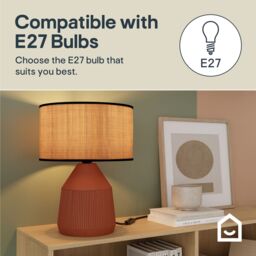 GoodHome Longclaw Round Matt Natural Table Lamp - thumbnail 7