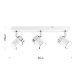 Valuelights Rosie Modern 3 Way Adjustable Heads White And Chrome Straight Bar Ceiling Spotlight Fitting - thumbnail 9