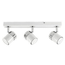 Valuelights Rosie Modern 3 Way Adjustable Heads White And Chrome Straight Bar Ceiling Spotlight Fitting - thumbnail 2
