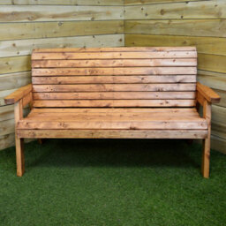 Samuel Alexander Charles Taylor Hand Made Traditional 3 Seater Chunky Rustic Wooden Garden Bench Furniture - thumbnail 3