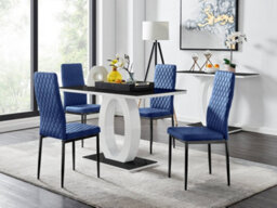 Furniturebox Uk Giovani 4 Black Dining Table & 4 Navy Velvet Milan Black Leg Chairs - thumbnail 1