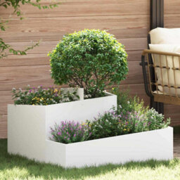 Berkfield Garden Planter White 80 X 80 X 50 Cm Cold-Rolled Steel