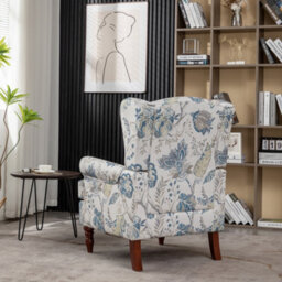 Wingback Armchair, Retro Accent Chair Soft Padded Fabric Lounge Padded Sofa Chair, Retro Vantage Leisure Chair - thumbnail 4