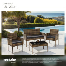 Tectake Rattan Garden Furniture Palese - For 4 People, Weather Resistant - Nature - thumbnail 4