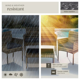 Tectake Rattan Garden Furniture Palese - For 4 People, Weather Resistant - Nature - thumbnail 7