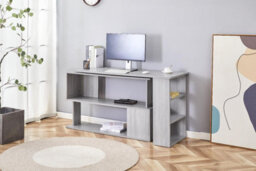Kosy Koala Grey Office Desk L-Shaped With Storage Shelves Wooden Room Furniture For Home, Study, And Office - thumbnail 4