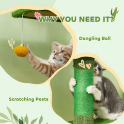 Pawhut 6-Level Floor To Ceiling Cat Tree, 230-275Cm Height, Green - thumbnail 8