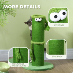 Pawhut Cat Scratcher Post Indoor With Sisal Rope, 63Cm Tall, Green - thumbnail 5