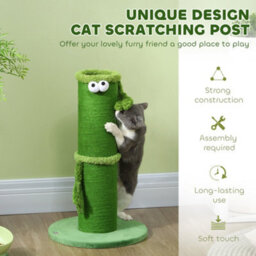 Pawhut Cat Scratcher Post Indoor With Sisal Rope, 63Cm Tall, Green - thumbnail 4