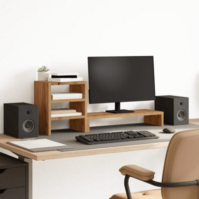 Walplus Monitor Stand With Desk Organiser Artisian Oak Engineered Wood - image 1