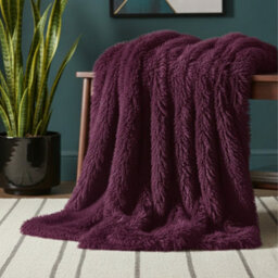 Cuddly Extra Fluffy Throw Ultra Soft Plush Blanket For Sofa Bed Home Decor Plum 150X200Cm - thumbnail 1