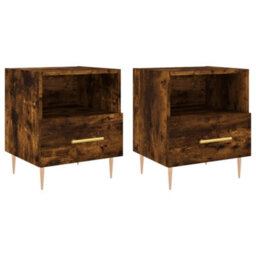 Berkfield Bedside Cabinets 2 Pcs Smoked Oak 40X35X47.5 Cm Engineered Wood - thumbnail 2