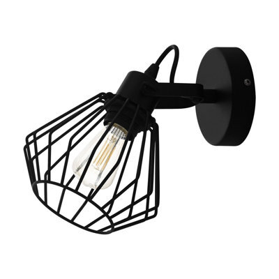 Stylish Black Wall Flush Ceiling Light With Open Wire Frame And E27 Bulb Holder - image 1