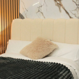 "Urban Textures Luxury 26"" High Boucle Fabric Upholstered Elara Bed Headboard - Cream" - thumbnail 1