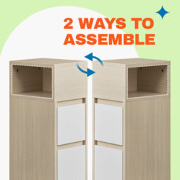 LEDREM Set Of 2 Narrow Side Tables, Slim End Table With 2 Drawers, 1 Open Compartment, For Living Room, Bedroom, Natural Beige - thumbnail 3