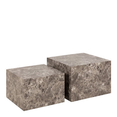 Furniture To Go Dice Square Coffee Table Set In Light Brown Emperador Rough Paper - image 1