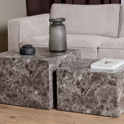 Furniture To Go Dice Square Coffee Table Set In Light Brown Emperador Rough Paper - thumbnail 4