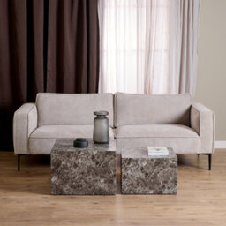 Furniture To Go Dice Square Coffee Table Set In Light Brown Emperador Rough Paper - thumbnail 3