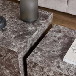 Furniture To Go Dice Square Coffee Table Set In Light Brown Emperador Rough Paper - thumbnail 5