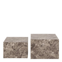 Furniture To Go Dice Square Coffee Table Set In Light Brown Emperador Rough Paper - thumbnail 2