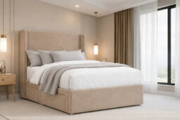 "Nexus Portofino Plush Divan, Pebble, 54"" Winged Hb, No Drawers, Open Coil Mattress, Single" - thumbnail 1