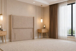 "Nexus Portofino Plush Divan, Pebble, 54"" Winged Hb, No Drawers, Open Coil Mattress, Single" - thumbnail 6